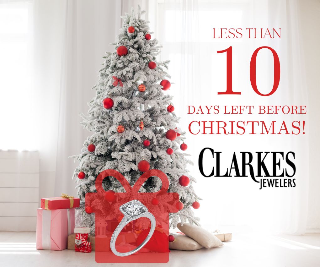 A graphic of a Christmas Tree saying less than 10 days until Christmas