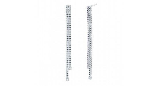 a pair of long dangly diamond earrings