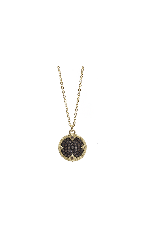 A sterling silver necklace with yellow gold accents and champagne diamonds.