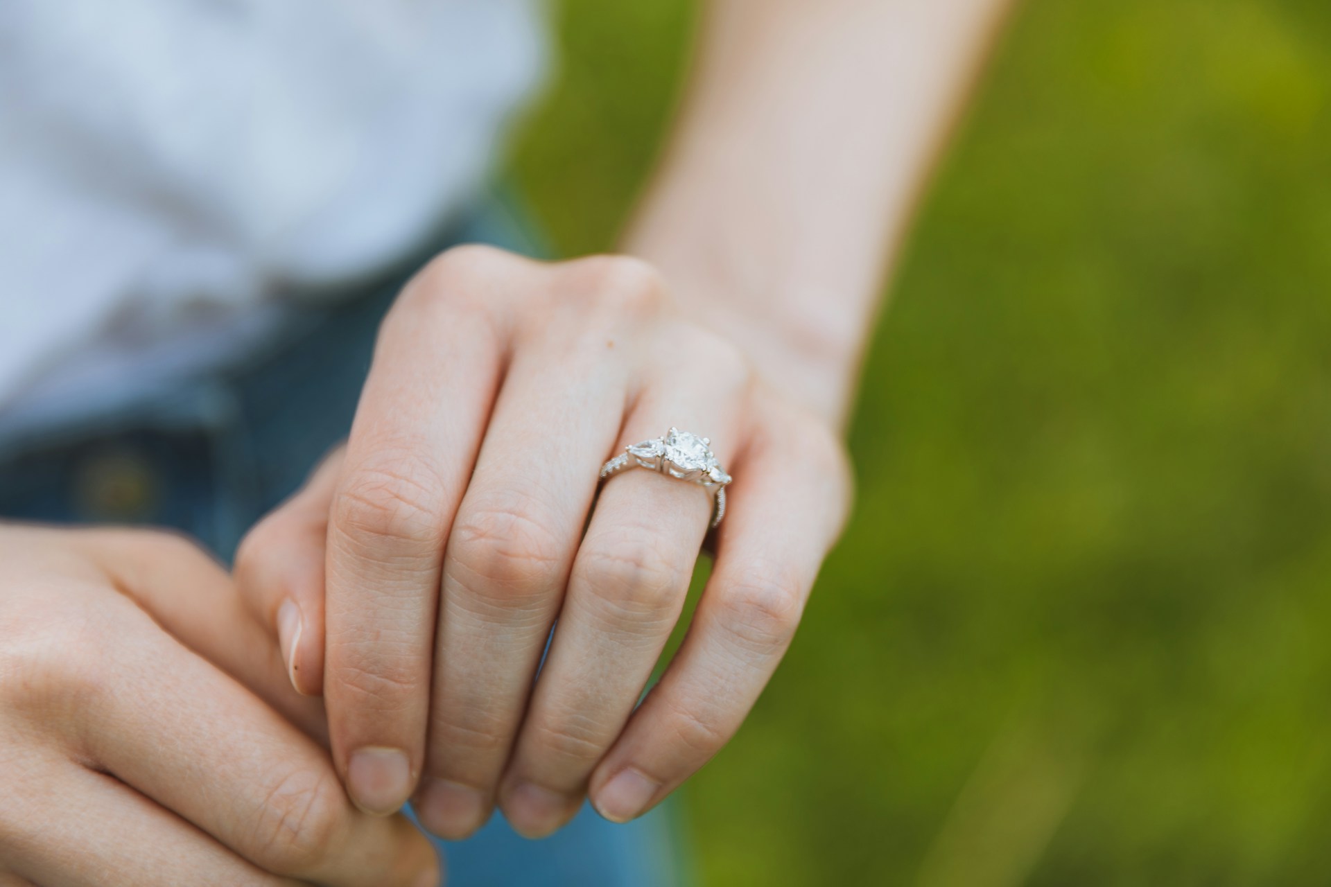 A three stone diamond engagement ring