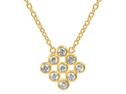 Square Cluster Diamond Pendant Necklace