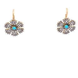 Turquoise Floral Drop Earrings